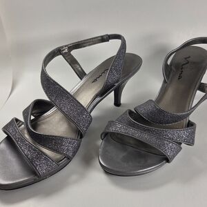 Touch of Nina Sparkling Silver Strappy Heels